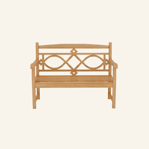 Teak garden bench left outdoors year-round