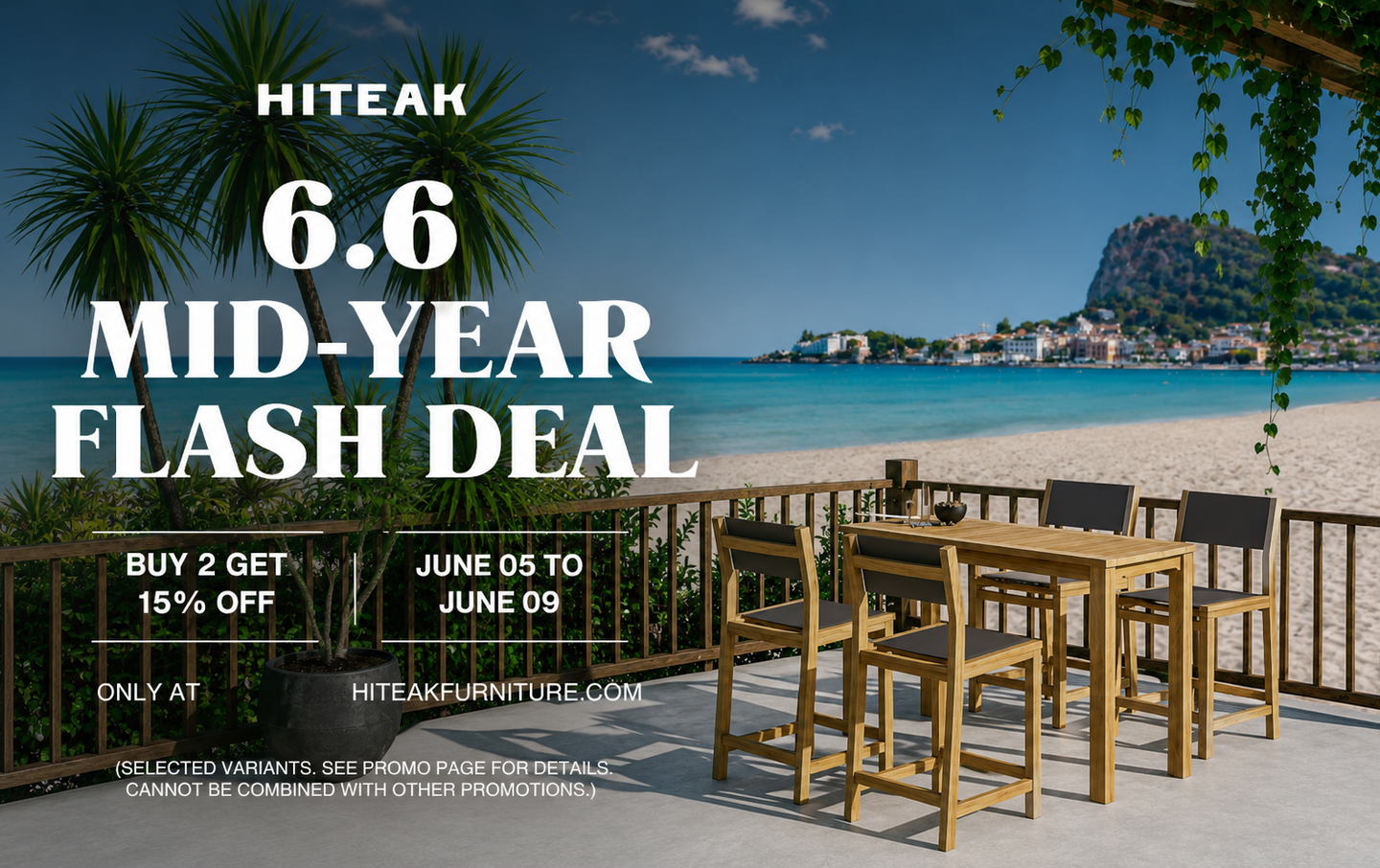 6.6 Mid-Year Flash Deal on Solid Teak Patio Furniture