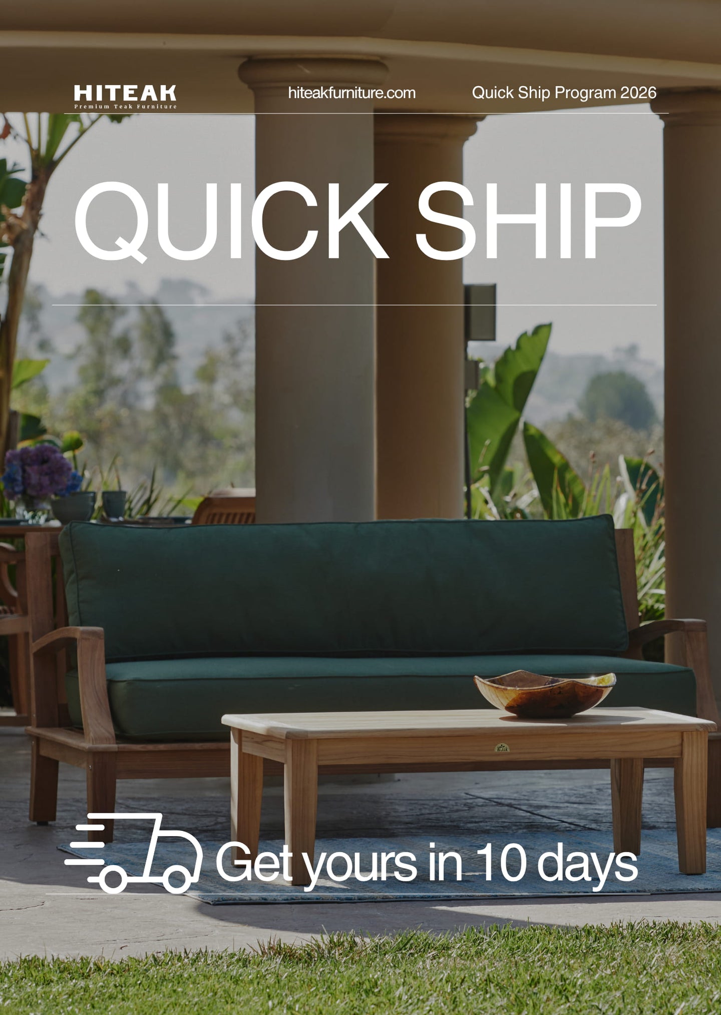 Quick ship teak outdoor furniture ready from the California warehouse