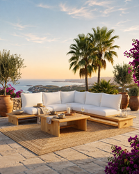 Adler sectional deep seating set, solid teak outdoor sectional by HiTeak