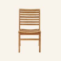 Birmingham stacking side chair front view, solid teak outdoor dining chair