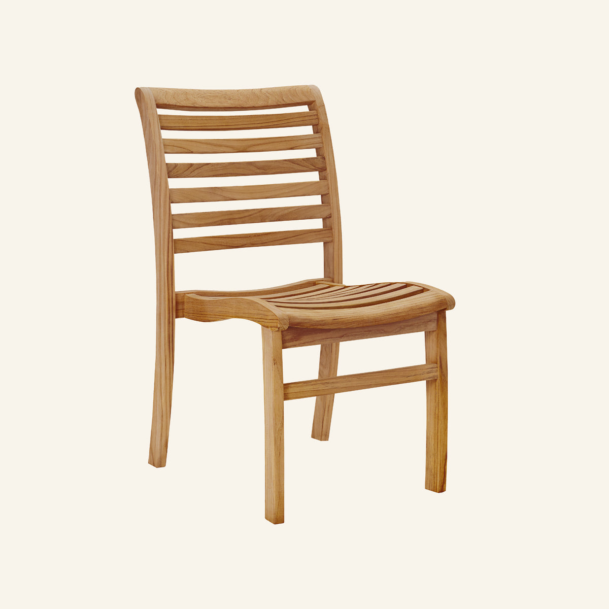 Birmingham stacking side chair, solid teak outdoor dining chair by HiTeak