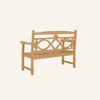 Chelsea bench shown from the rear, solid teak construction