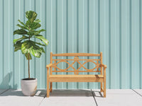 Chelsea bench beside a garden path, solid Grade-A teak outdoor bench
