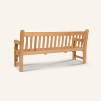 Exbury bench shown from the rear, solid teak construction