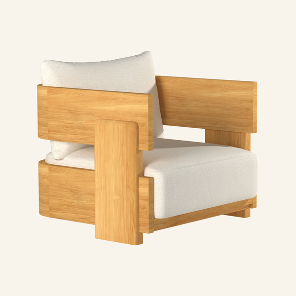 Forma club chair, solid teak outdoor lounge chair by HiTeak