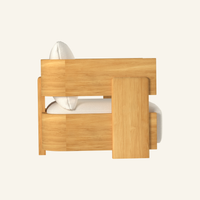Forma club chair in Canvas, side profile showing solid teak construction