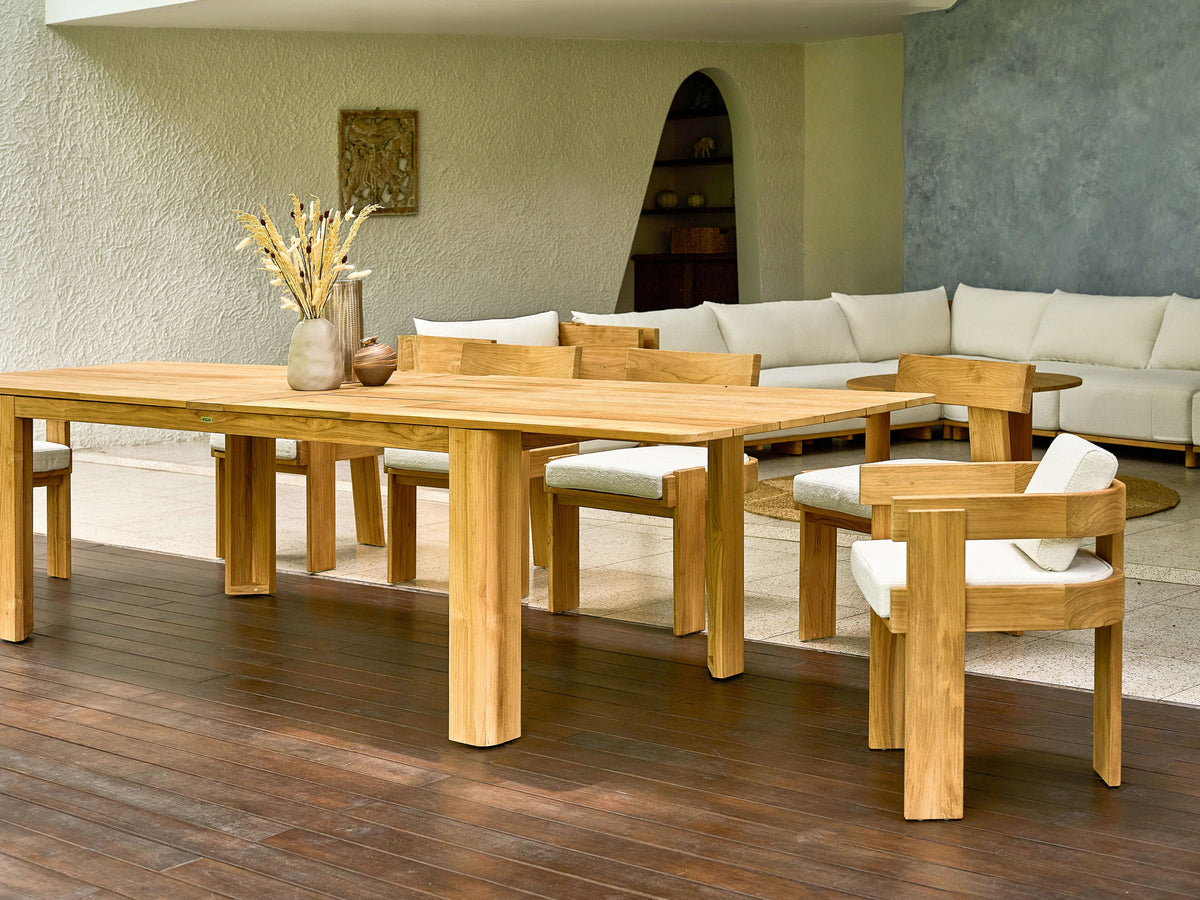 Canvas Forma dining armchair in an outdoor patio setting