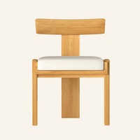 Canvas Forma dining chair front view, solid teak outdoor dining chair