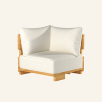 Forma sectional corner club chair in Canvas, solid Grade-A teak by HiTeak