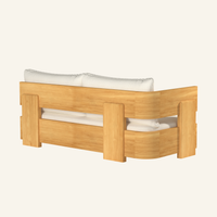 Forma sectional left sofa in Canvas, rear view of the teak frame construction