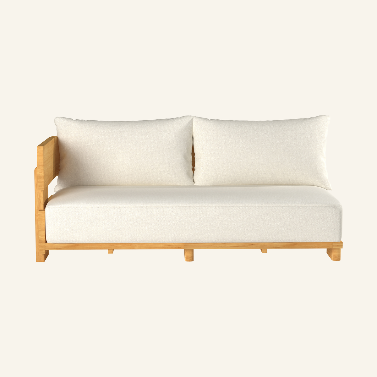 Forma sectional left sofa, solid teak outdoor sectional piece by HiTeak
