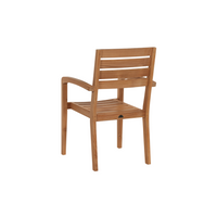 Rear view of the teak armchair showcasing its clean, minimalistic silhouette and impeccable craftsmanship.