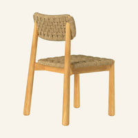Isla dining chair rear view, showing solid teak frame construction