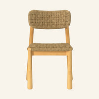 Isla dining chair front view, solid teak outdoor dining chair