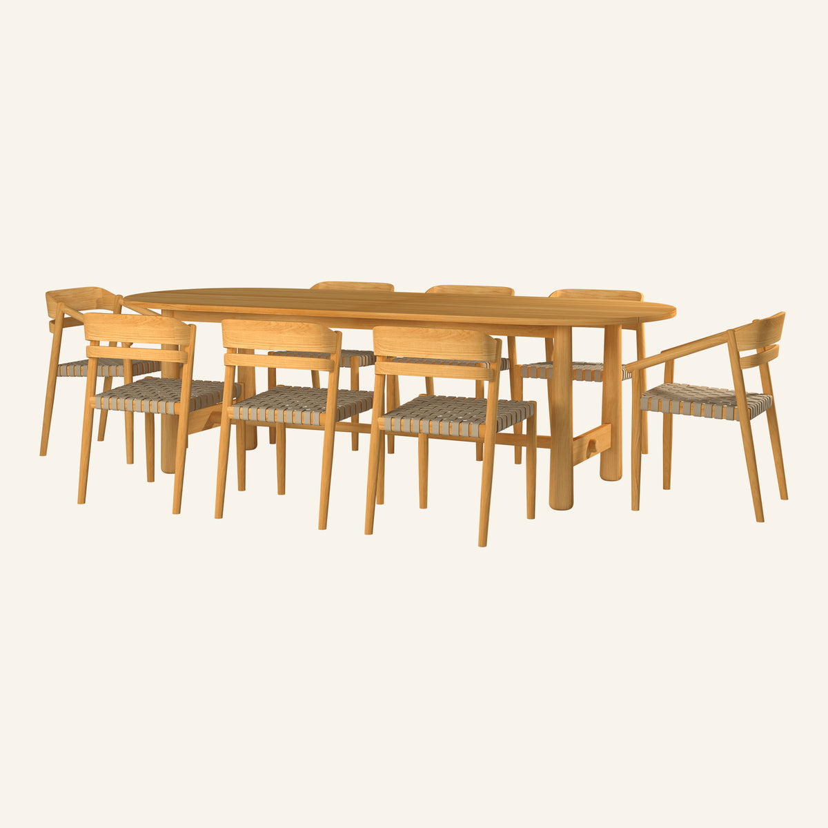 Kaia dining set by HiTeak, solid Grade-A teak outdoor furniture