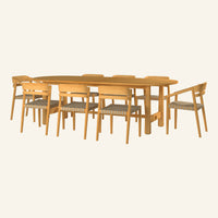 Kaia dining set by HiTeak, solid Grade-A teak outdoor furniture