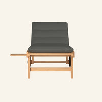 Lance sunlounger in charcoal, shown from the front in solid teak