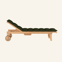 Lance sunlounger in jungle, side profile in solid teak