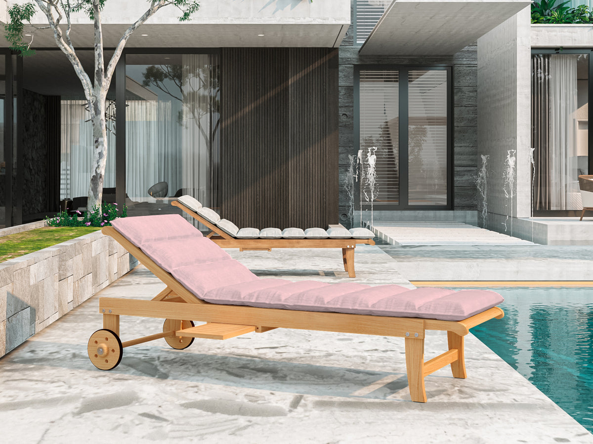 Lance sunlounger in pink in an outdoor pool terrace setting