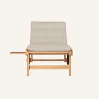 Lance sunlounger in silver, shown from the front in solid teak