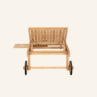 Lance sunlounger shown from the rear, solid teak construction