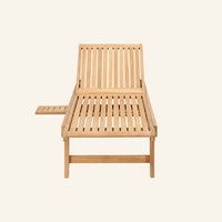 Lance sunlounger shown from the front, solid teak construction