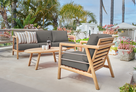Compact and versatile charcoal cushion deep seating set for garden and patio