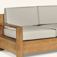 Qube Sofa in Canvas, teak joinery detail by HiTeak