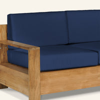 Qube Sofa in Navy, teak joinery detail by HiTeak