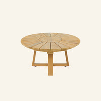 Solis coffee table side view, solid Grade-A teak frame