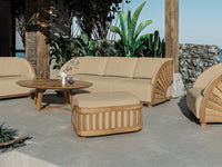 Solis sofa in Camel on an outdoor terrace