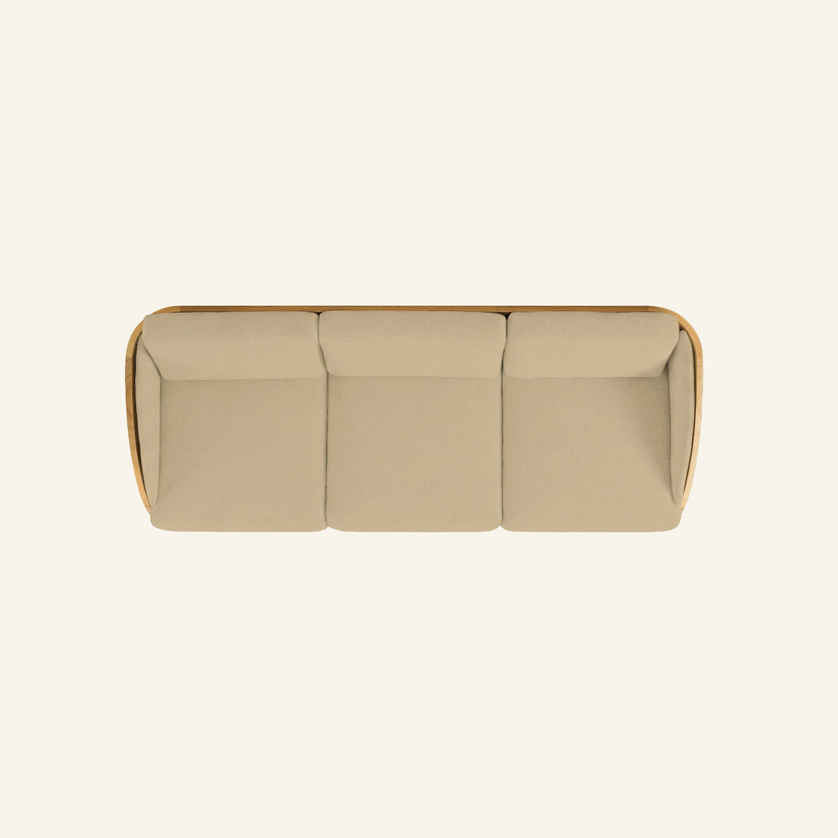 Solis sofa in Camel, overhead view of the seat and cushions