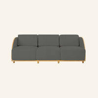 Solis sofa in Charcoal, front view of the solid teak frame