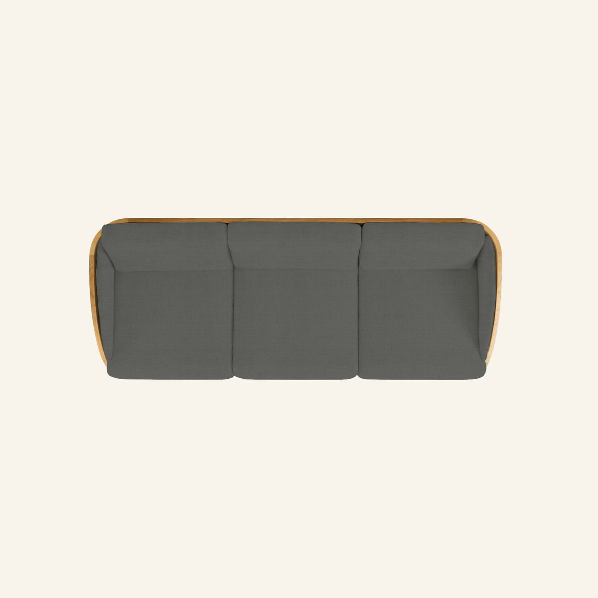 Solis sofa in Charcoal, overhead view of the seat and cushions