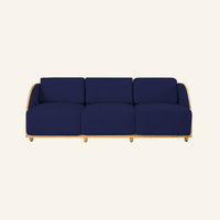 Solis sofa in Navy, front view of the solid teak frame