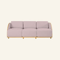 Solis sofa in Pink, front view of the solid teak frame