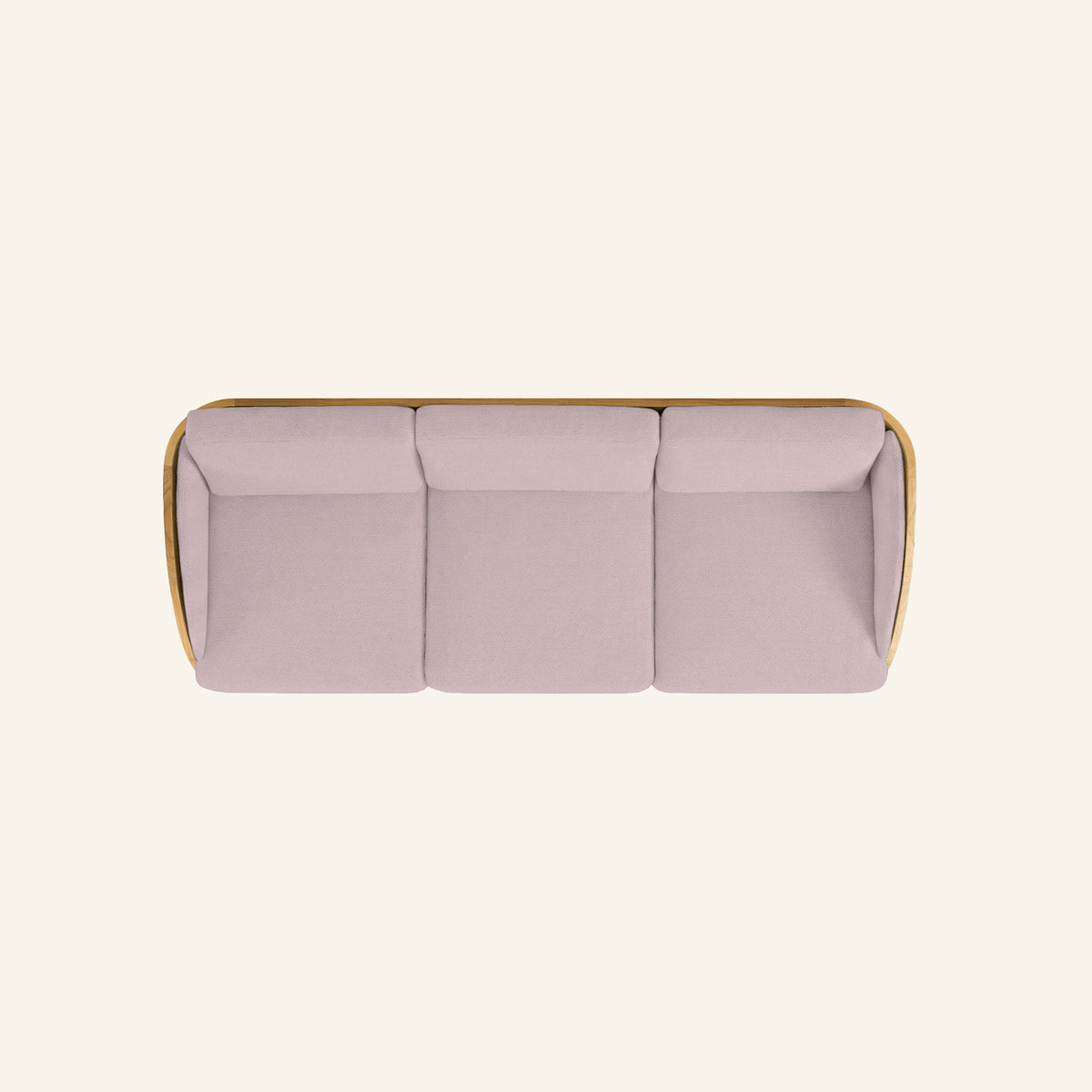 Solis sofa in Pink, overhead view of the seat and cushions