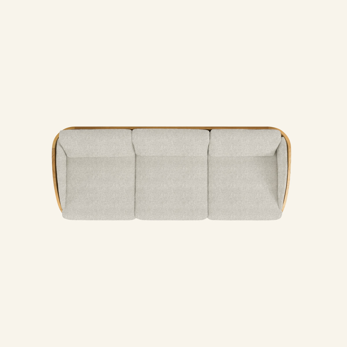 Solis sofa in Silver, overhead view of the seat and cushions