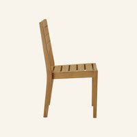 Venice stacking side chair side profile, solid teak outdoor dining chair